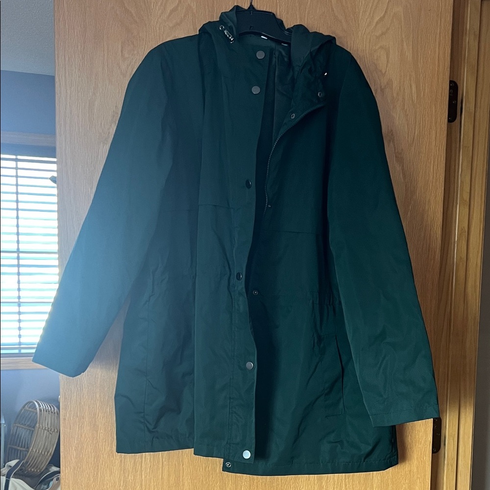 Time and Tru Dark Green Hooded Raincoat